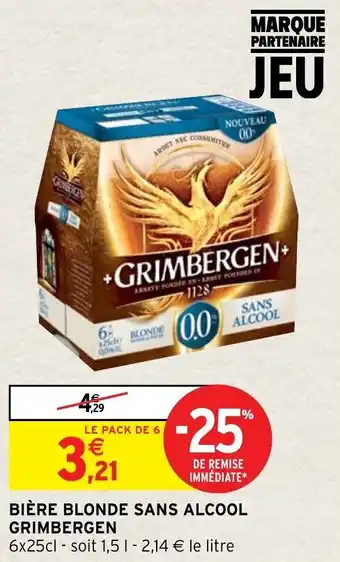 Intermarché Hyper Bière blonde sans alcool GRIMBERGEN offre