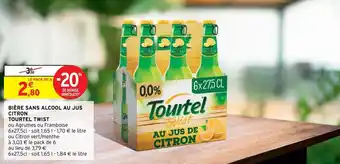 Intermarché Hyper Bière sans alcool au jus citron TOURTEL TWIST offre