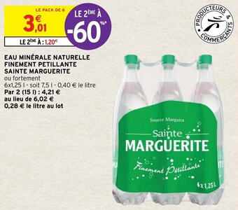 Intermarché Hyper Eau minérale naturelle finement petillante SAINTE MARGUERITE offre