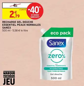 Intermarché Hyper Recharge gel douche essentiel peaux normales SANEX offre