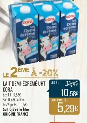 Match Lait Demi-Ecreme UHT Cora offre