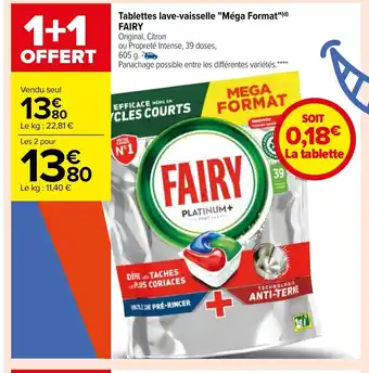 Carrefour Tablettes Lave-Vaisselle Mega Format Fairy offre