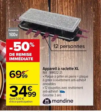 Carrefour Appareil a Raclette XL offre