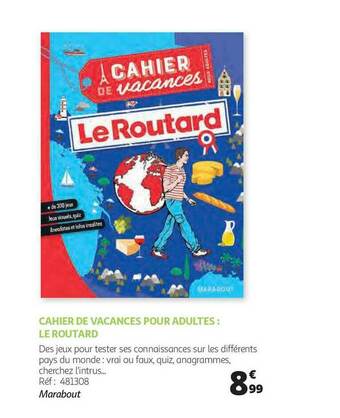 Auchan Cahier De Vacances Pour Adultes : Le Routard offre