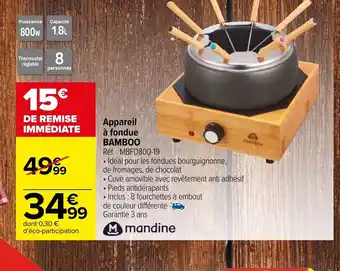 Carrefour Appareil a Fondue Bamboo offre