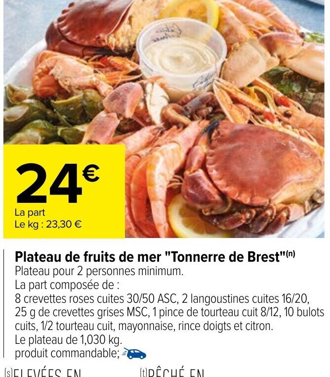 Promo Plateau de Fruits de Mer Tonnerre de Brest chez Carrefour