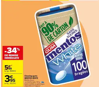 Carrefour Chewing Gums Mentos White offre