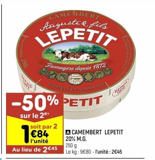 Promo Camembert lepetit 20 m.g. chez Leader Price
