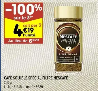 Leader Price Café soluble spécial filtre nescafé offre