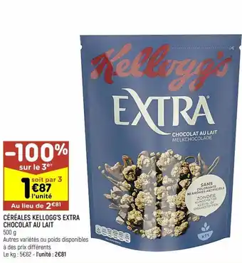 Leader Price Céréales kellogg's extra chocolat au lait offre