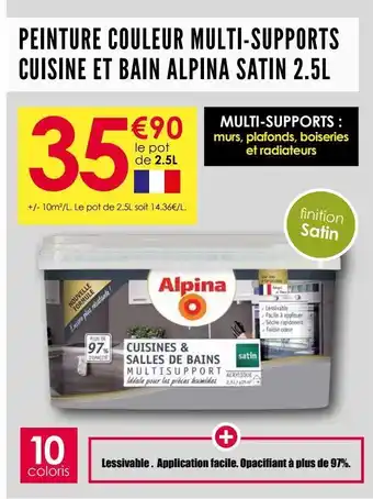 Décor Discount Peinture couleur multi-supports cuisine et bain alpina satin 2.5l offre