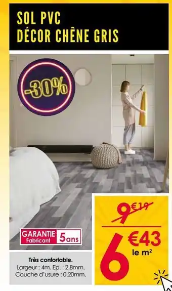 Décor Discount Sol pvc décor chêne gris offre
