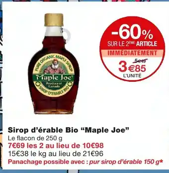 Monoprix Sirop d'érable Bio Maple Joe offre