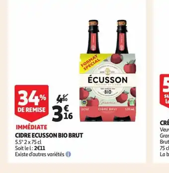 Auchan Cidre Ecusson Brio Brut offre