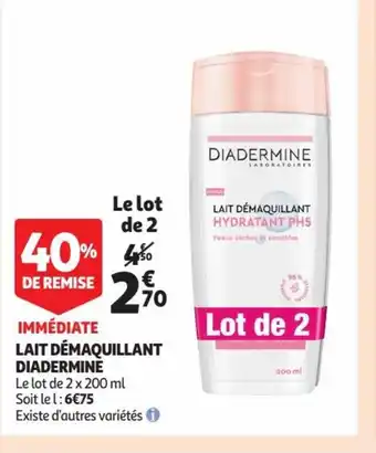 Auchan Lait Demaquillant Diadermine offre
