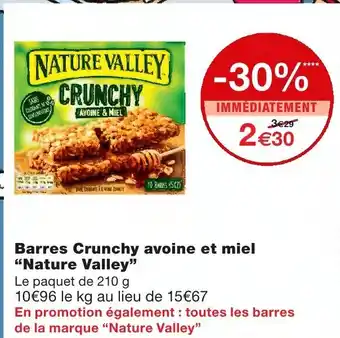 Monoprix Barres Crunchy avoine et miel Nature Valley offre