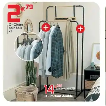 Gifi C - Cintre Noir Bois offre