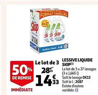 Auchan Lessive liquide skip offre