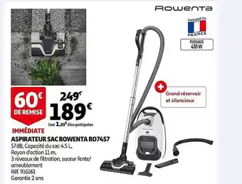 Auchan Aspirateur sac rowenta ro7457 offre