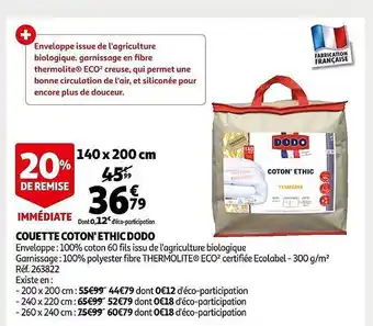 Auchan Couette coton' ethiic dodo offre