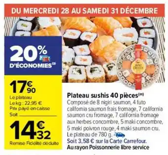 Carrefour Plateau sushis 40 pièces offre