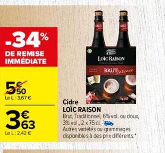 Carrefour Cidre loïc raison offre
