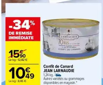 Carrefour Confit de canard jean larnaudie offre