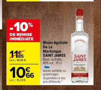Carrefour Rhum agricole de la martinique saint james offre