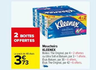 Carrefour Mouchoirs kleenex offre
