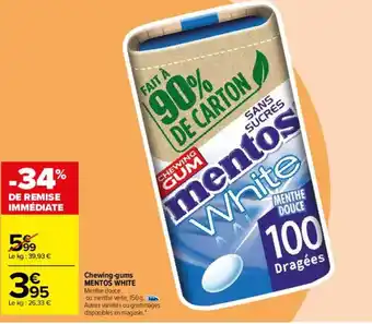Carrefour Chewing-gums mentos white offre