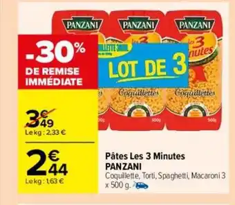 Carrefour Pâtes les 3 minutes panzani offre