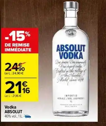 Carrefour Absolut vodka offre