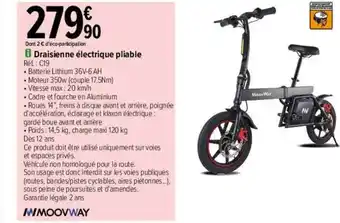 Carrefour Draisienne électrique pliable moovway offre
