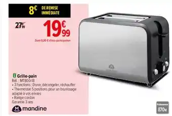 Carrefour Grille-pain mandine offre