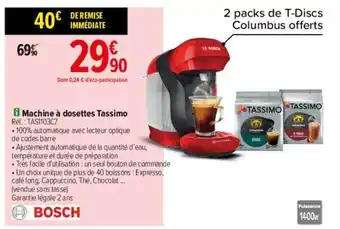 Carrefour Machine à dosettes tassimo bosch offre