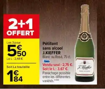Carrefour Pétillant sans alcool j.kieffer offre