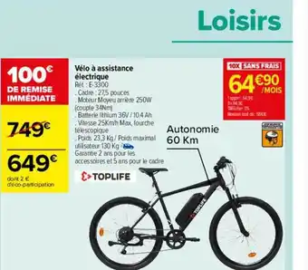 Carrefour Toplife vélo à assistance électrique offre