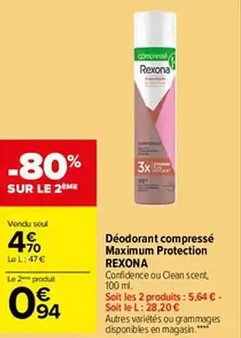 Déodorant compressé maximum protection rexona