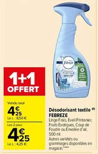Carrefour Market Désodorisant textile febreze offre