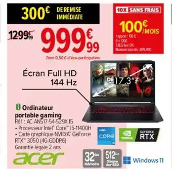 Carrefour Ordinateur portable gaming acer offre
