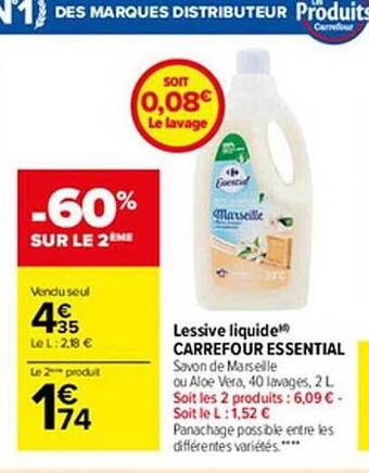 Lessive liquide carrefour essential