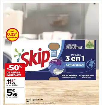 Carrefour Market Lessive-capsules 3en1 skip offre