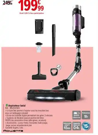 Carrefour Aspirateur balai rowenta offre