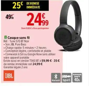 Carrefour Casque sans fil jbl offre