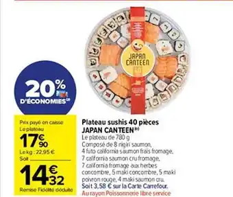 Carrefour Market Plateau sushis 40 pièces japan canteen offre