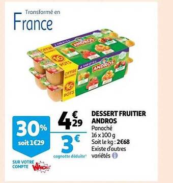Auchan Dessert fruitier andros offre