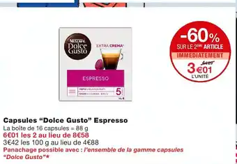 Monoprix Capsules Dolce Gusto Espresso offre