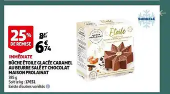 Auchan Bûche étoile glacée caramel au beurre salé et chocolat maison prolainat offre