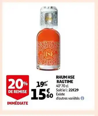 Auchan Rhum hse ragtime 20% de remise immédiate offre
