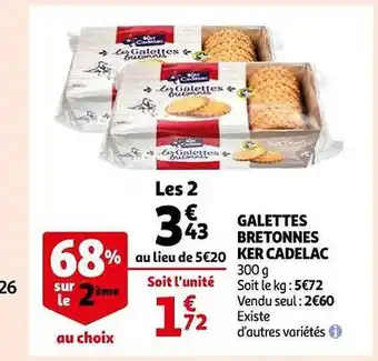 Auchan Galettes bretonnes ker cadelac 68% sur le 2ème offre